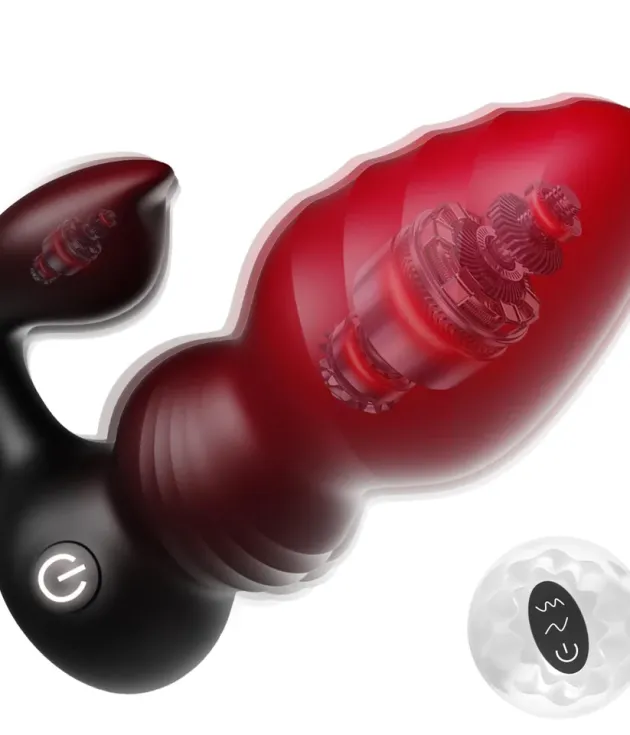 Dual Vibration 7 Vibrator with 10 Modes Remote Control Silicone Anal Plug
