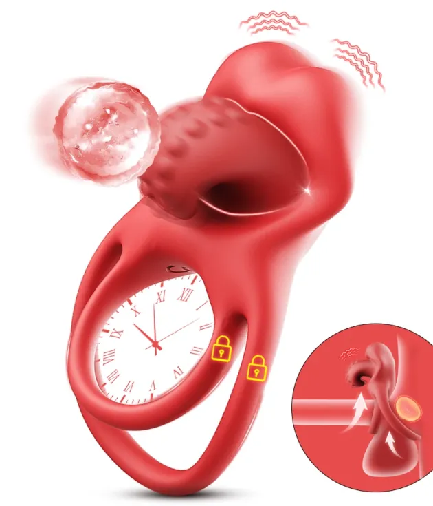 10 Frequency Tongue Vibrating Clitoral Stimulator Delay Cock Ring