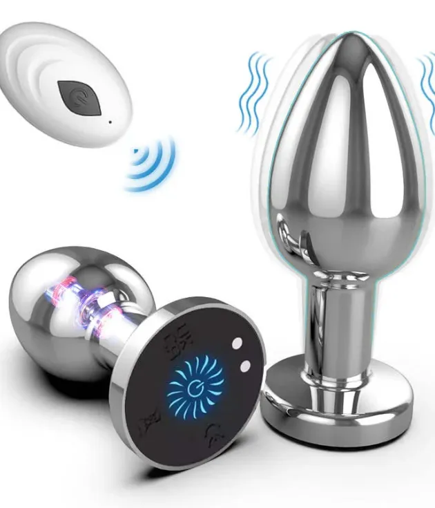 10 Powerful Vibrations 7 colorful Wireless Remote Metal Anal Plug