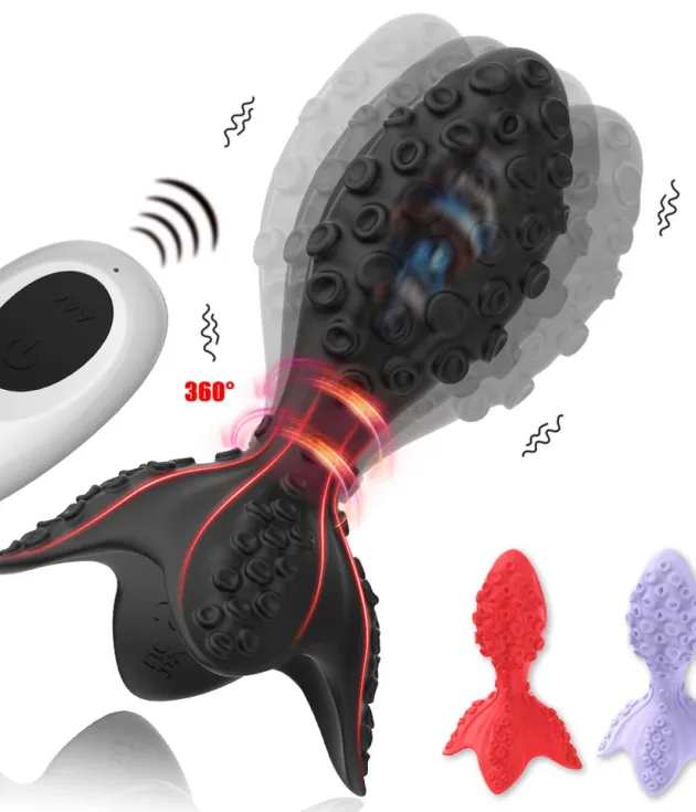 360° Rotation 7 Vibration Wireless Remote Octopus Anal Plug Vibrator