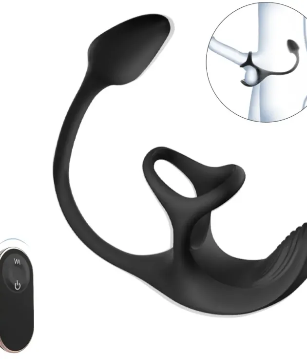Spherical Vibrating Anal Plug with Penis Rings
