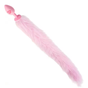 Full Pink &Pink White Cat Claw Tail Role Fox Tail Anal Plug For Adult