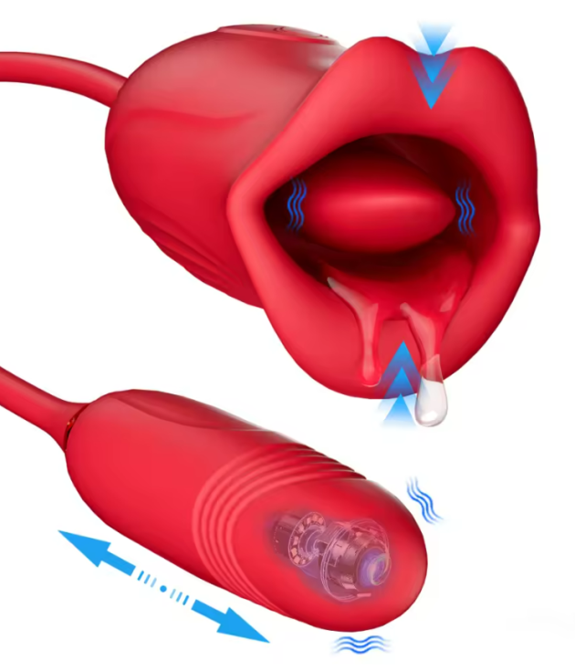 10 Thrusting & Sucking Big Mouth G-spot Tongue Licking Vibrator