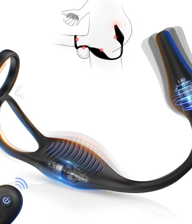 4 in 1 Vibrating Dual Cock Ring Remote Control Prostate Massager