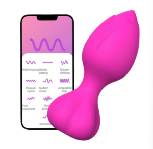 10 Wiggling Vibrating Rose Egg APP & Remote Anal Plug