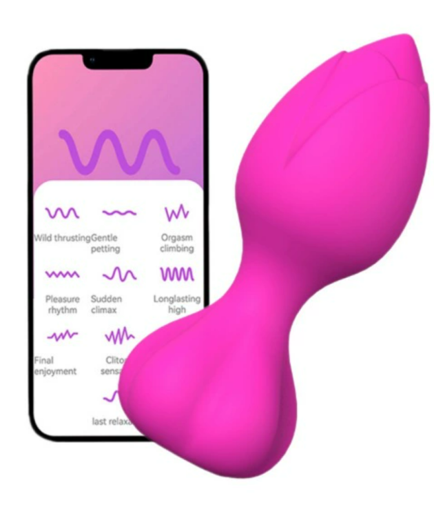 10 Wiggling Vibrating Rose Egg APP & Remote Anal Plug