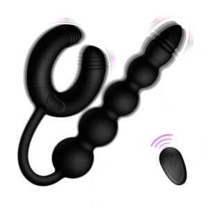 10 vibration Silicone Flexible Black Ring Anal Beads