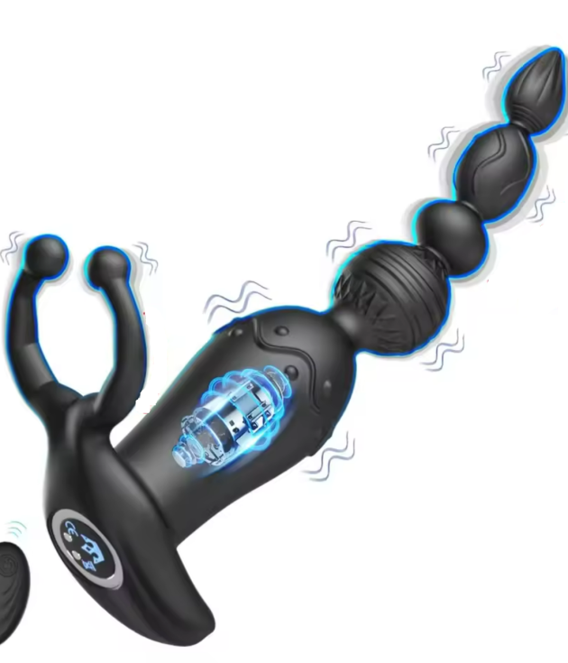 10 Thrusting Modes Anal Beads Remote Control With Vibrating Crab Claw Posterior Massager
