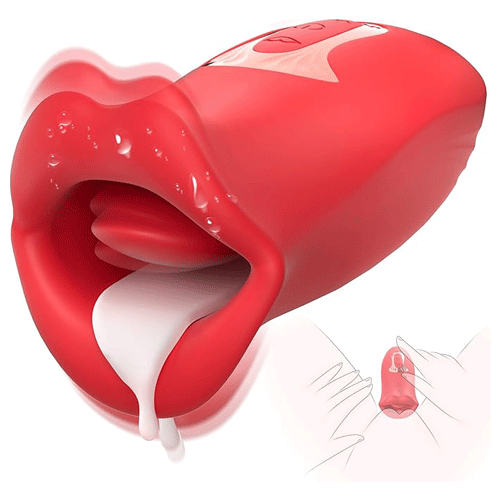 10 Biting 10 Vibrating Modes Stimulate Red Lips Licking Vibrator