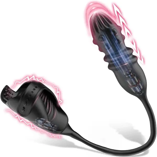 7 Thrusting 7 Vibrating Glans and Anal Stimulation Prostate Massager