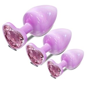S M L Size Heart-Shaped Jewelry Base G Spot Stimulator Metal Pink Anal Butt Plug for Beginner