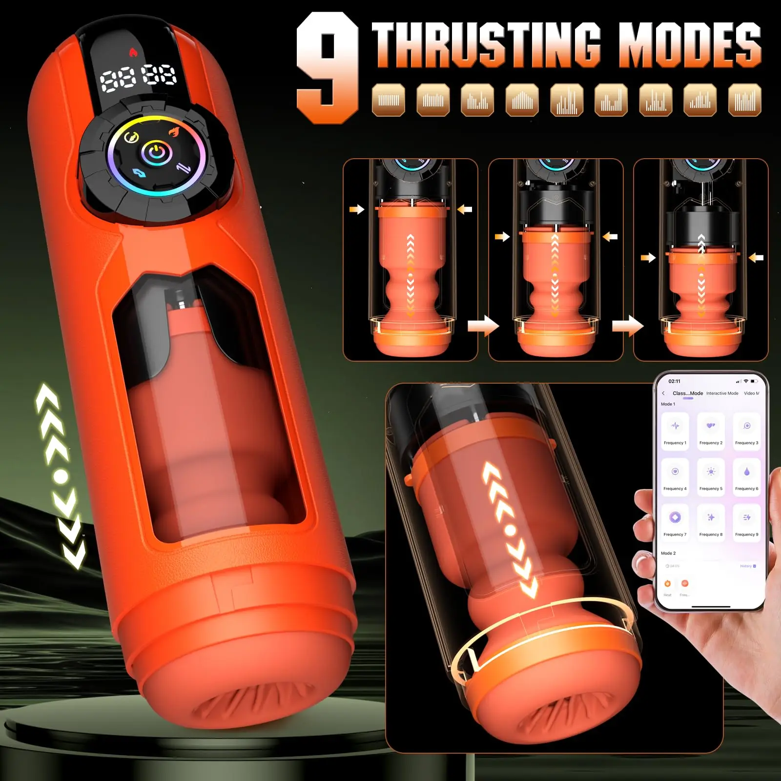 12 IN 1 9 Vibrating Thrusting Sucking Automatic Stroker AI Interaction APP Control Heating Male Masturbator - 图片 3