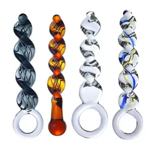 Crystal Glass Threaded Anal Dildo for Anal Enlargement Training Adult Sex Toy