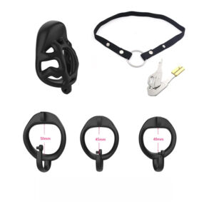 SM Chastity Cage with Split Ball Design and Hook Lock, Anti-Masturbation CB Device