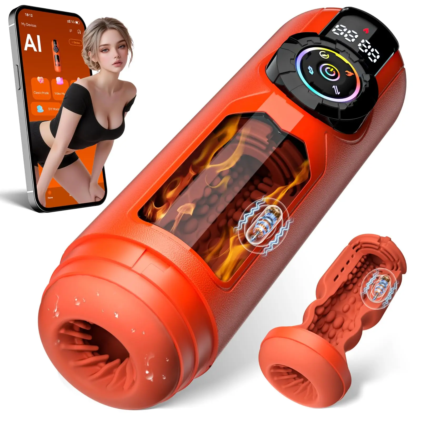 12 IN 1 9 Vibrating Thrusting Sucking Automatic Stroker AI Interaction APP Control Heating Male Masturbator