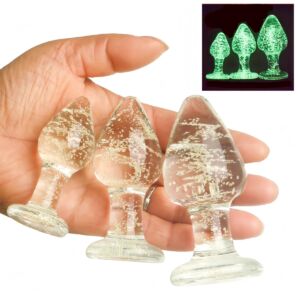 Glowing Transparent Crystal Glass Anal Dilator Training Adult Sex Toy