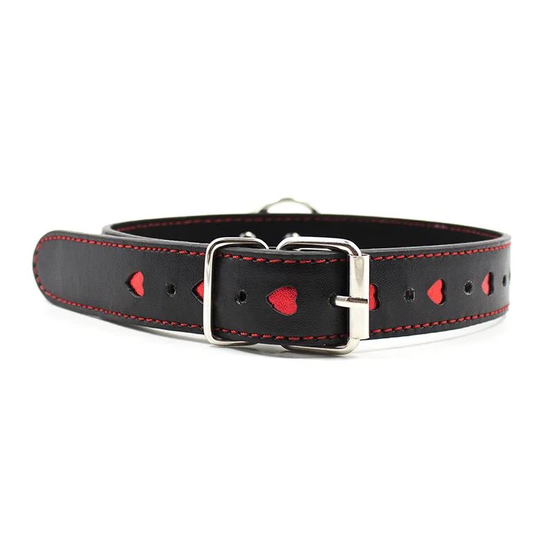 Heart-shaped Leather Collar with Leash Bondage Toy For Adult - 图片 2