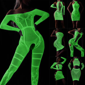 Delove Glow-in-the-Dark Socks Fluorescent Full Body Socks Nightclub Mesh Socks Sexy Lingerie