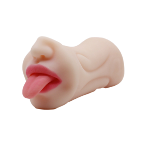 TPE Waterproof Flesh Color Male Masturbator, Vagina/Oral 2-in-1 with Tongue Licking Feature