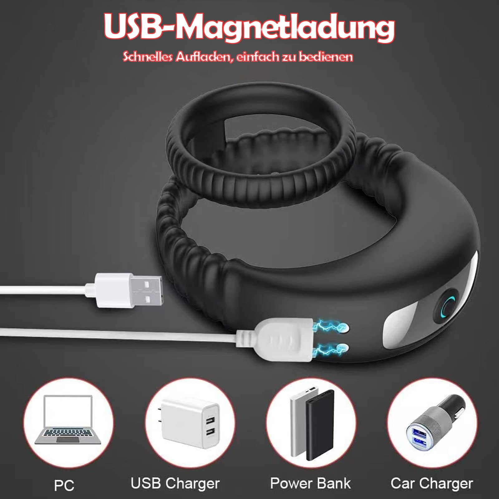 Silicone 3IN1 Vibrating Stretchy Double Dual Waterproof Rechargeable Penis Ring For Adult - Image 4