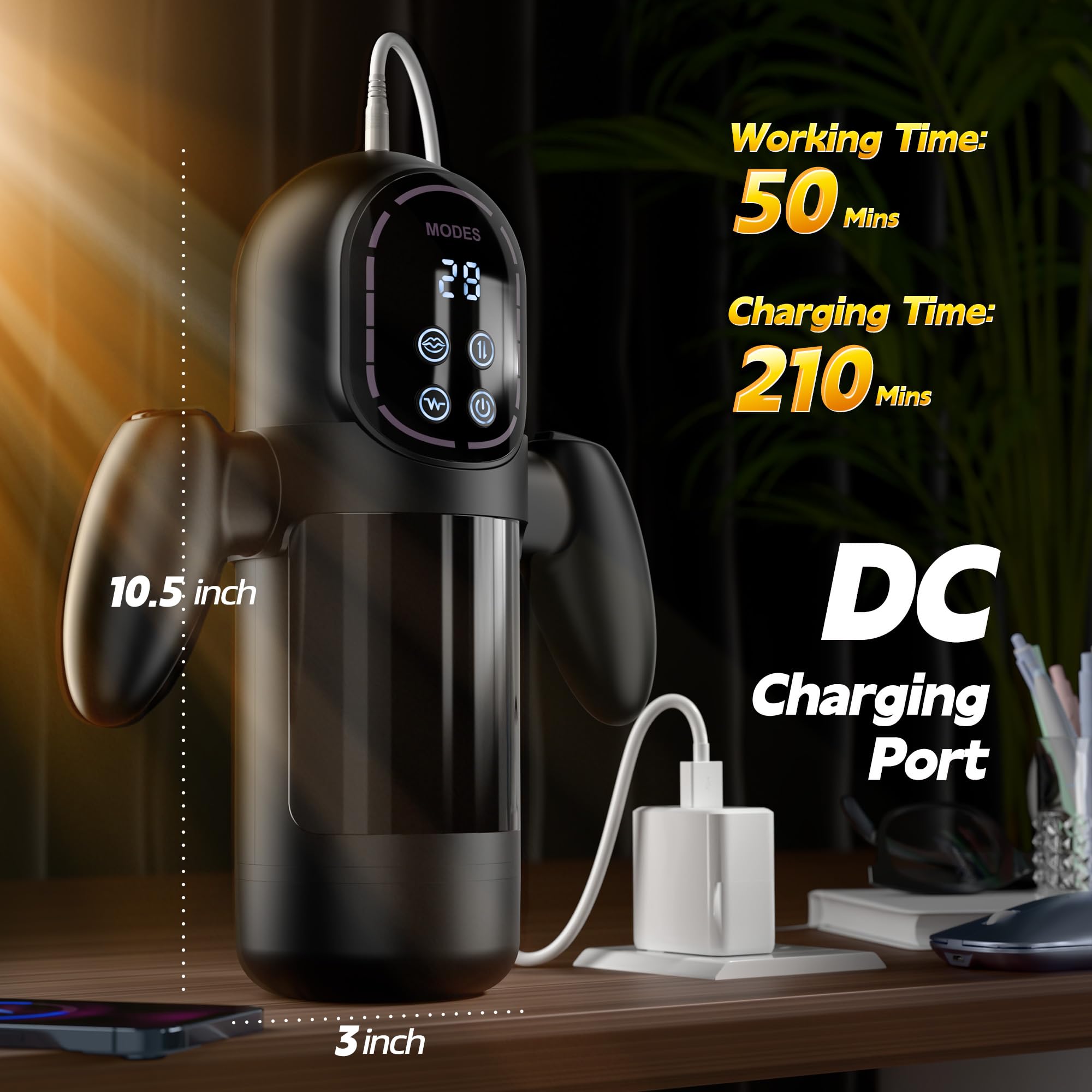 3D Realistic Textured Sucking 9Vibrating 6Thrusting Automatic Masturbator Penis Pump Sex Toy - 图片 6