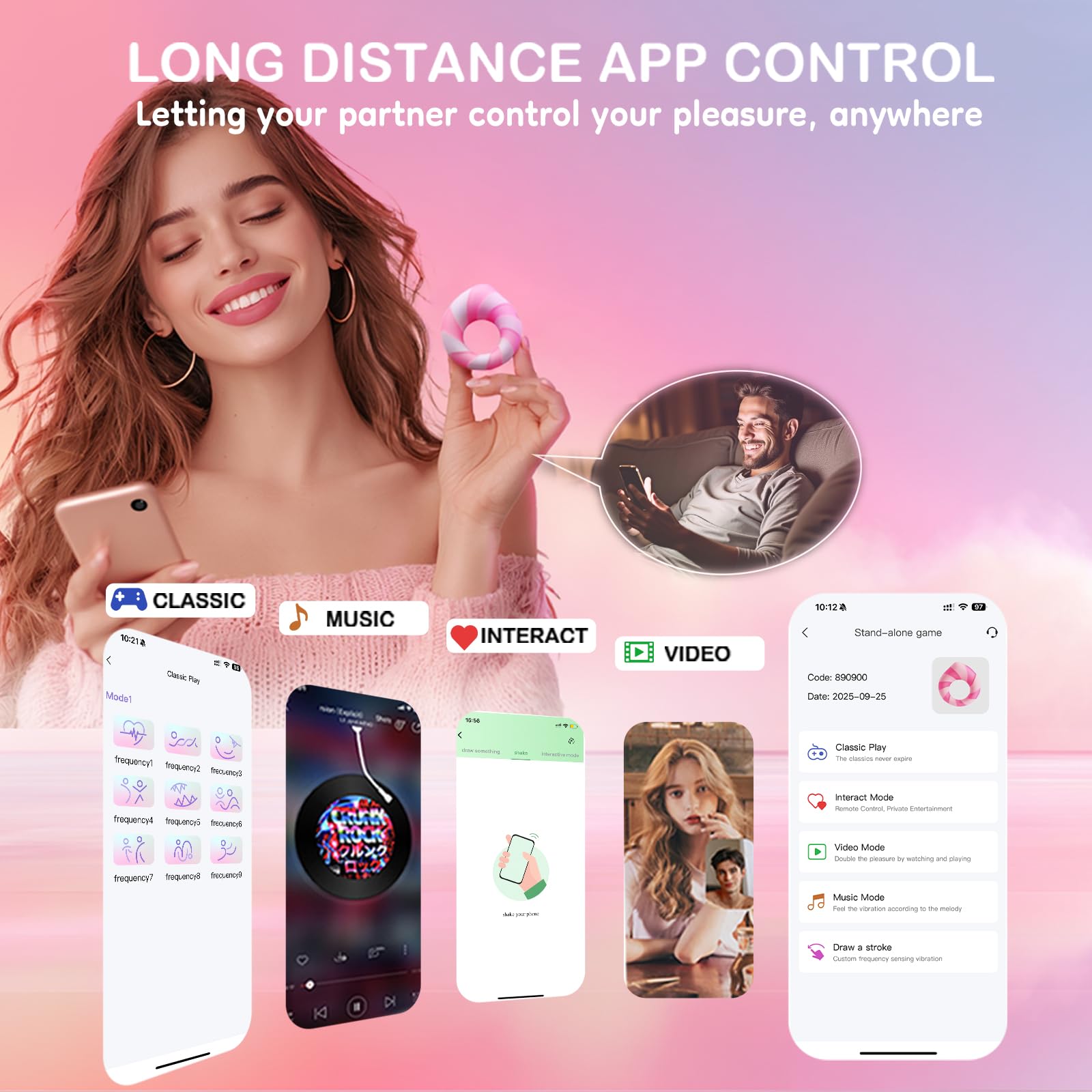 Silicone Soft Clitoral Stimulator APP Controlled Vibrating Cock Rings Vibrator For Adult - 图片 2