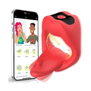 9 Vibration Modes App Bluetooth Control Tongue Licking Penis Rings Vibrator For Adult