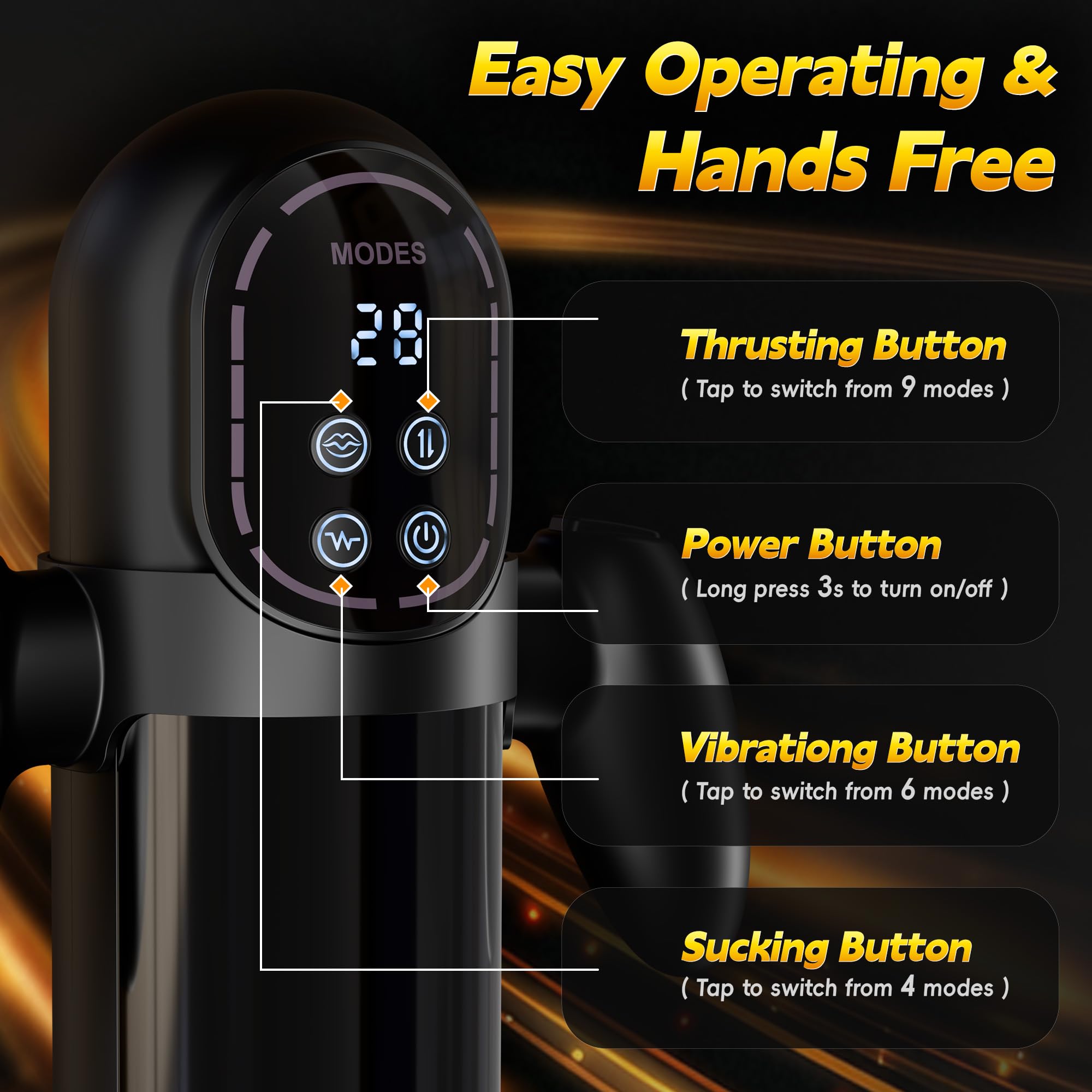 3D Realistic Textured Sucking 9Vibrating 6Thrusting Automatic Masturbator Penis Pump Sex Toy - 图片 4