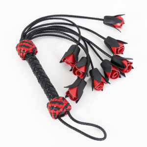 Pu Leather Bdsm Whip Rose Floggers Red Slaves Paddles For Adults