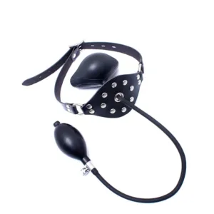 Silicone Inflatable Mouth Gag with Open Ball, BDSM Toy for Adults