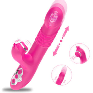 2-in-1 Dual Motor Telescopic Sucking Function Rabbit Vibrator For Adult