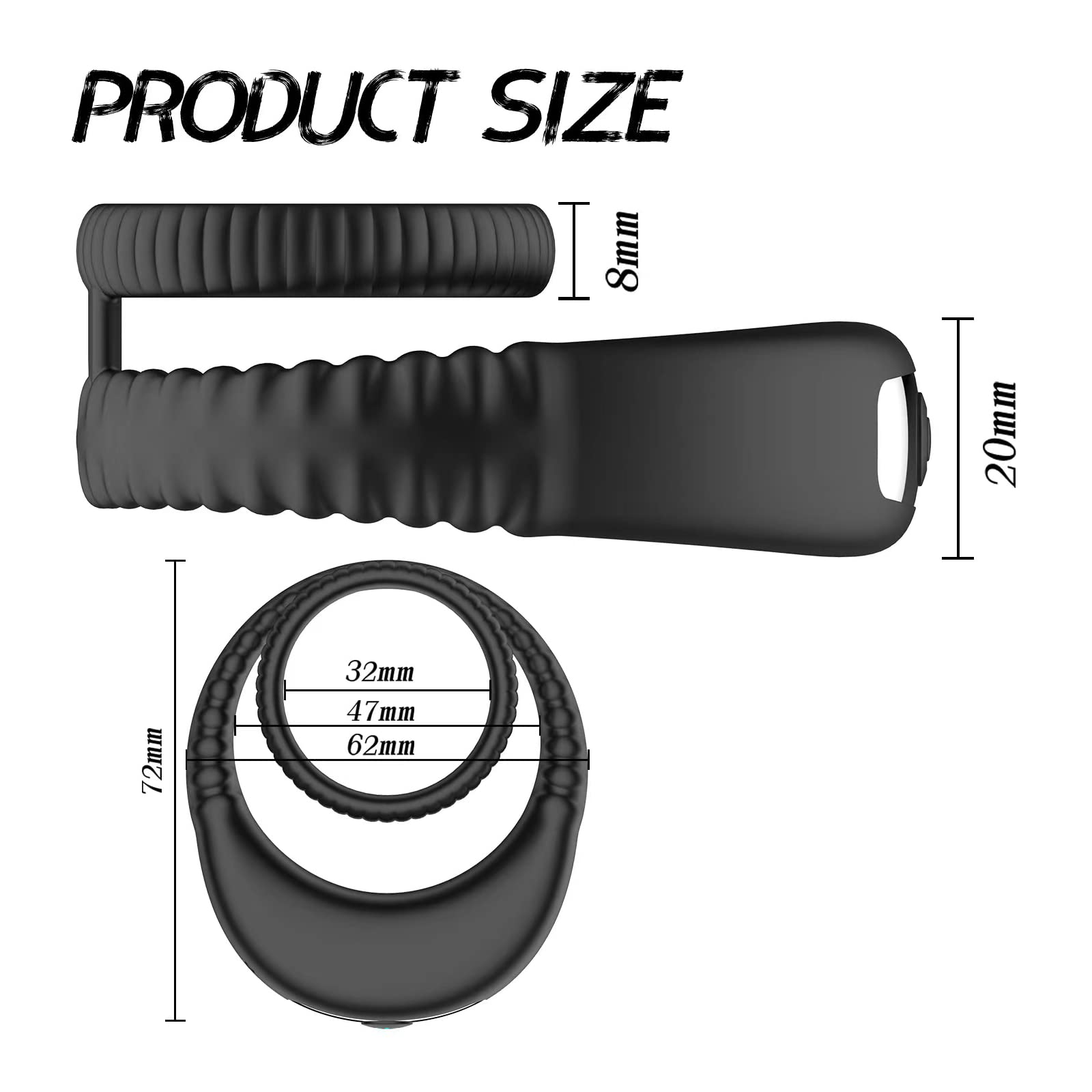 Silicone 3IN1 Vibrating Stretchy Double Dual Waterproof Rechargeable Penis Ring For Adult - Image 6