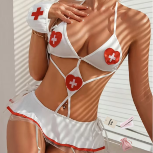 Cosplay Lingerie Sexy  Intimate Three-Point One-Piece Dress Hollowed Out Nurse Uniform Women's Sexy Lingerie Set