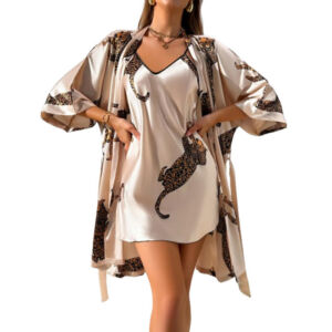 Sexy Casual Comfortable Animal Print Satin Pajamas For Women